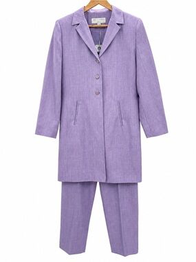 Pret A Porter Women 90s Longline Pant Suit Blazer Lavender Career Office Size 12